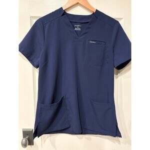 JAANUU Helia Navy Blue Scrub Top Size Medium Healthcare Nurse Uniform Shirt